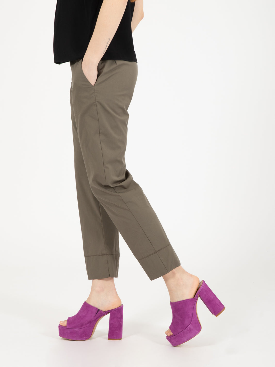 Khaki Cotton Blend Pants