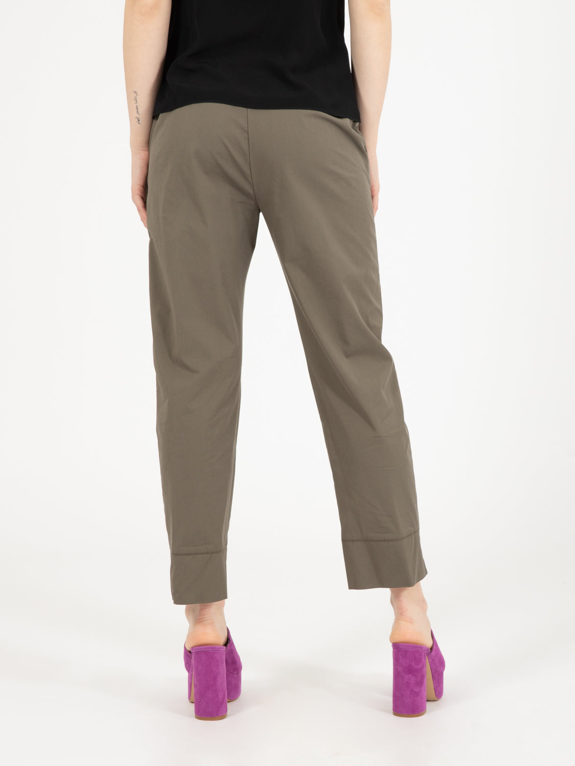 Khaki Cotton Blend Pants