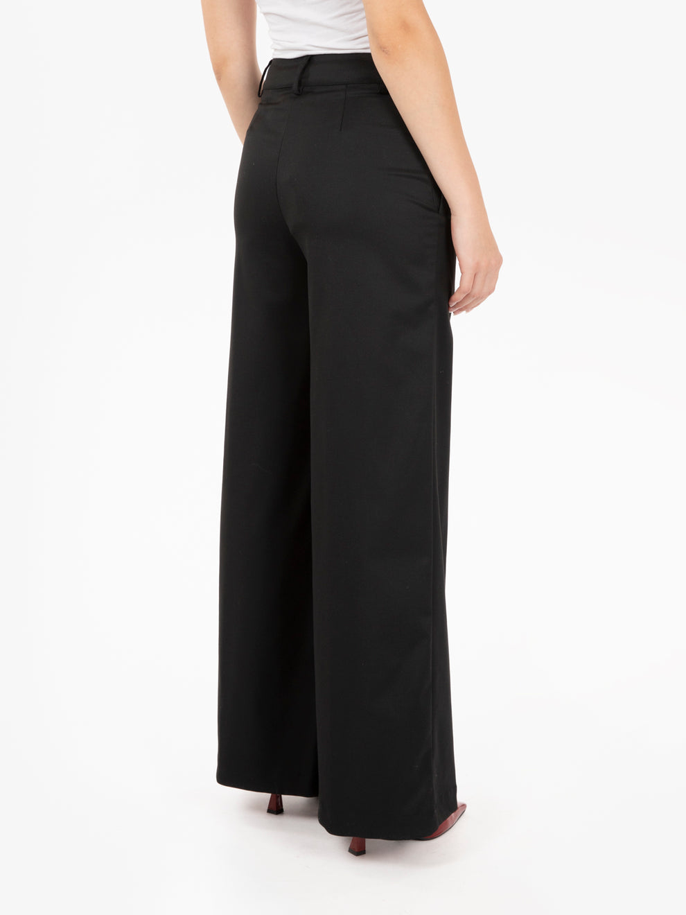 Pantaloni palazzo nero diamante