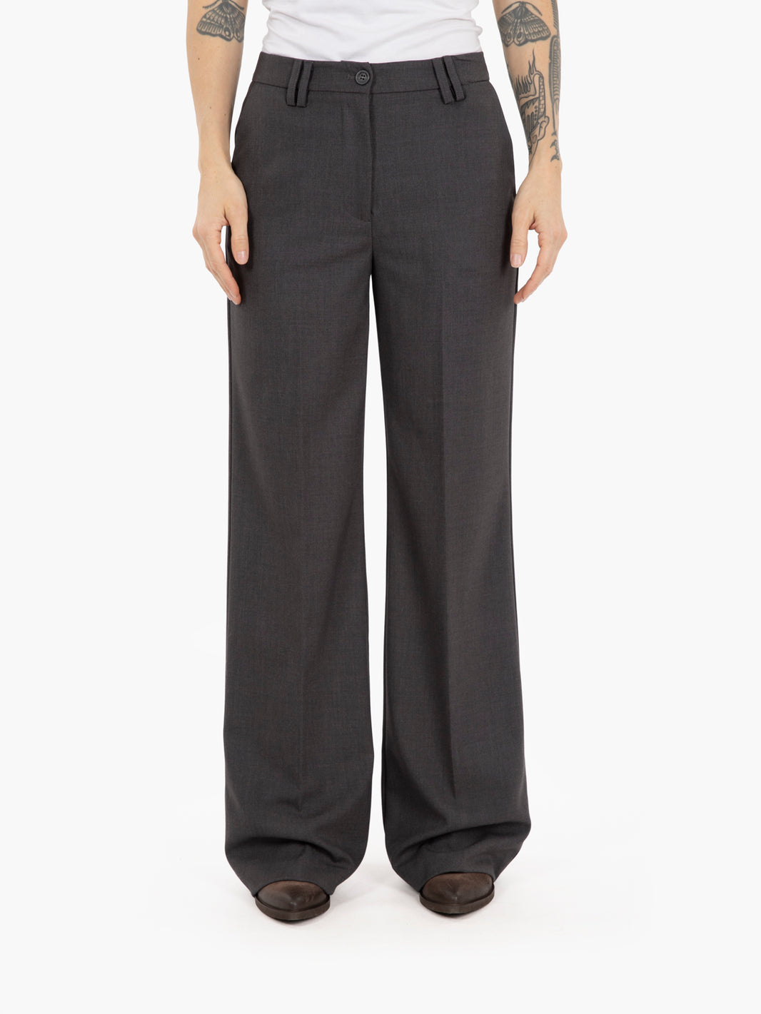 Grey regular fit trousers