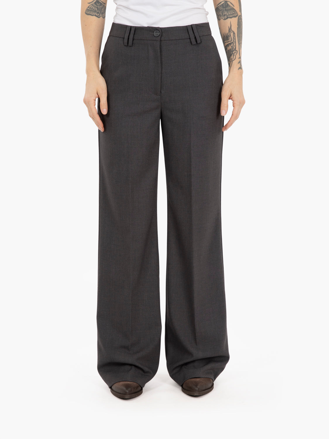 Grey regular fit trousers