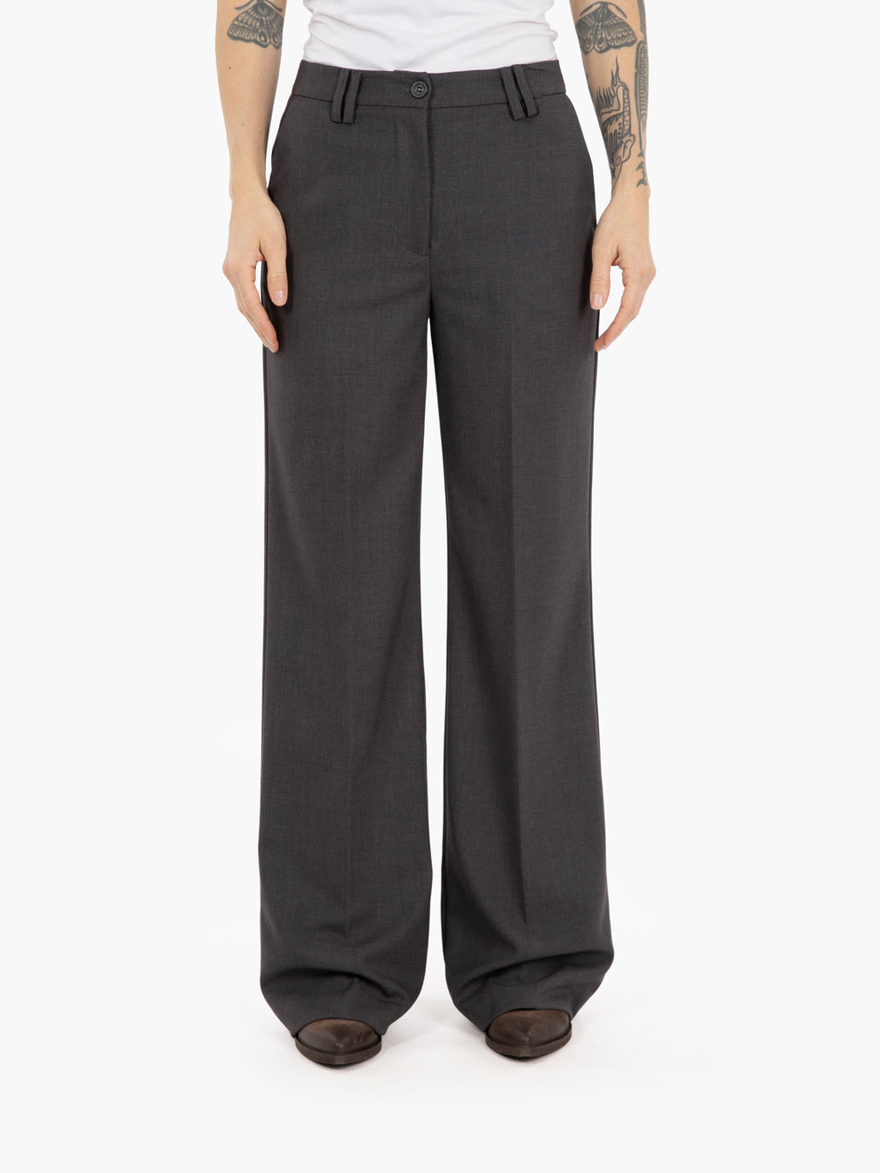 Grey regular fit trousers