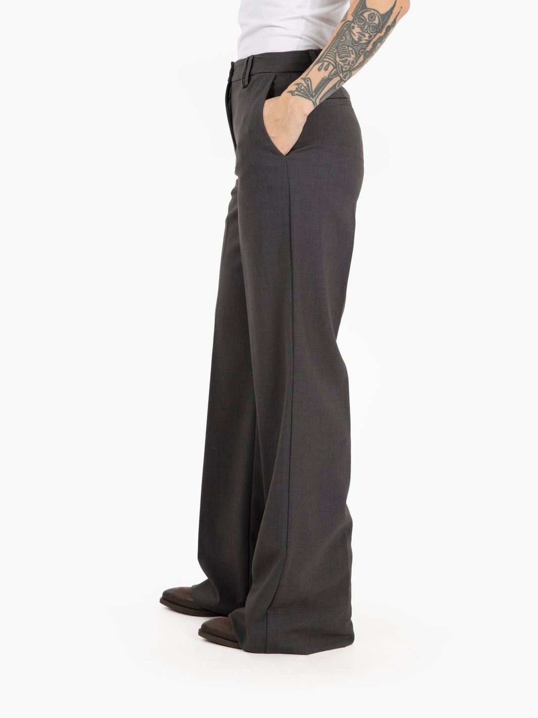 Grey regular fit trousers