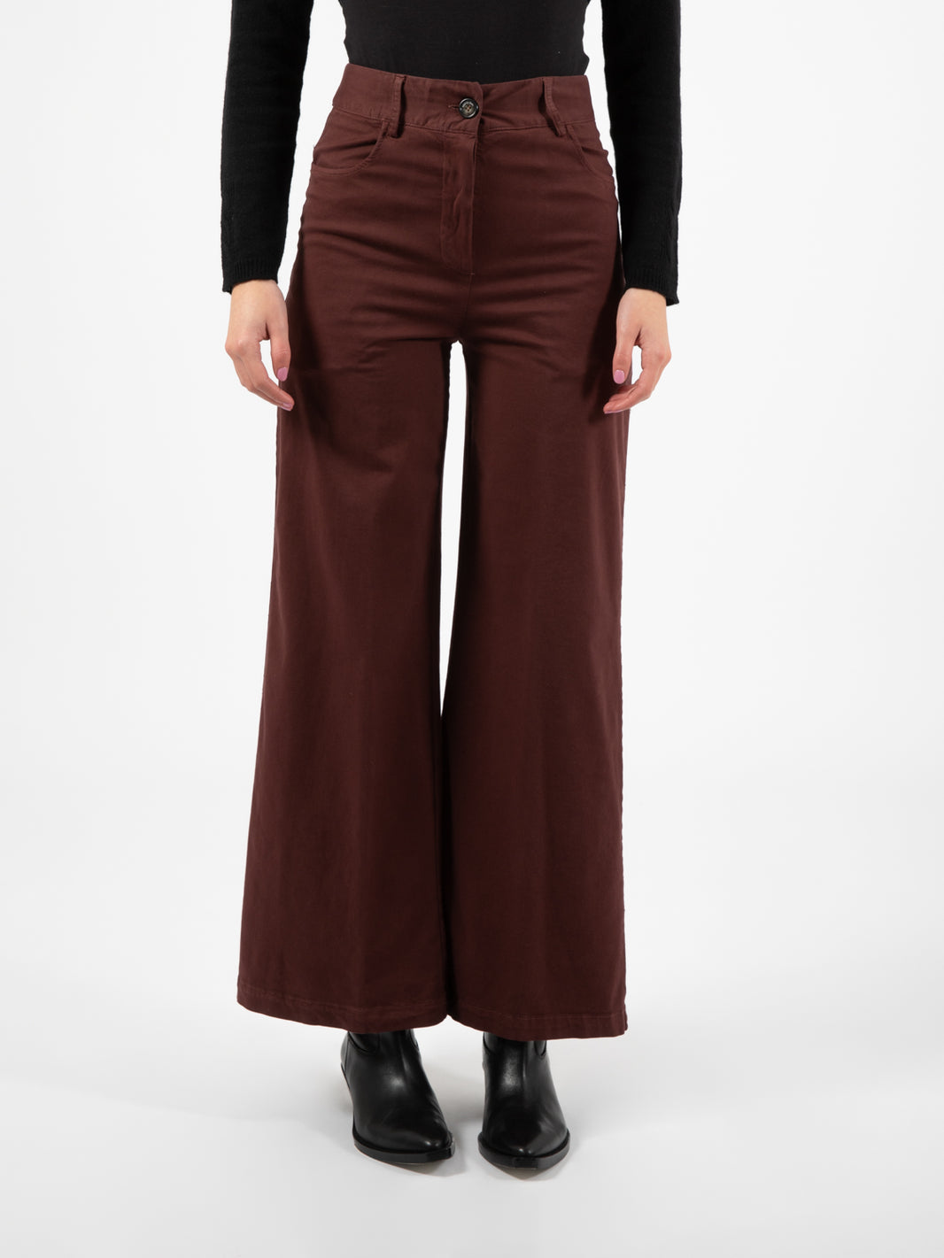 Pantaloni wide bordeaux
