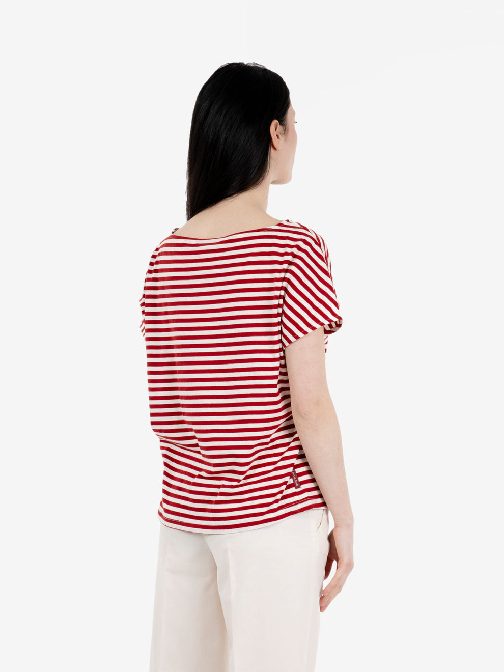 T-shirt a righe rosso / burro