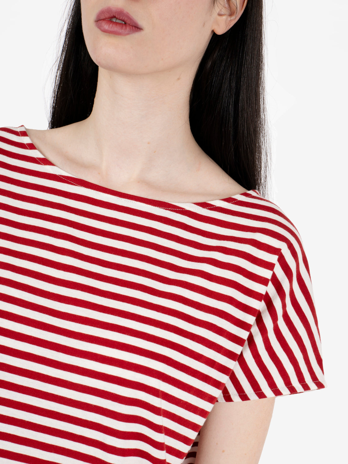 T-shirt a righe rosso / burro