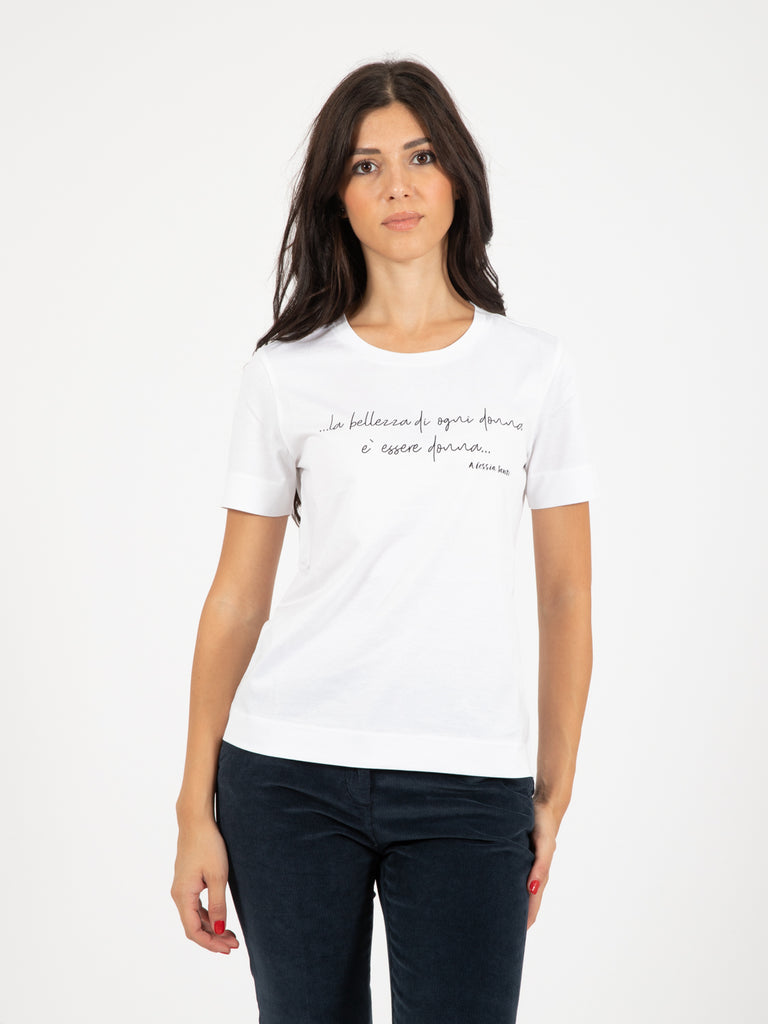 ALESSIA SANTI - T-shirt con stampa frase bianco neve