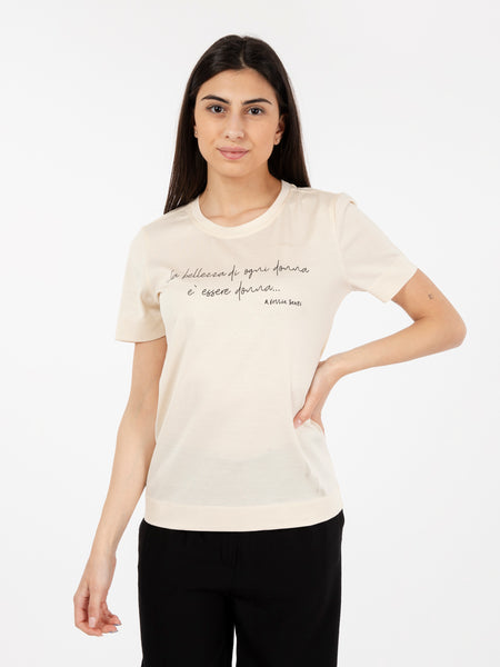 T-shirt con stampa frase burro