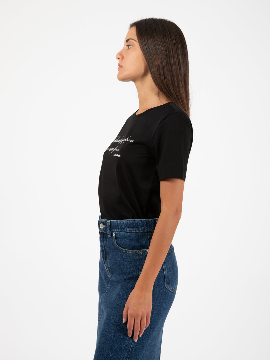 T-shirt con stampa frase nero diamante