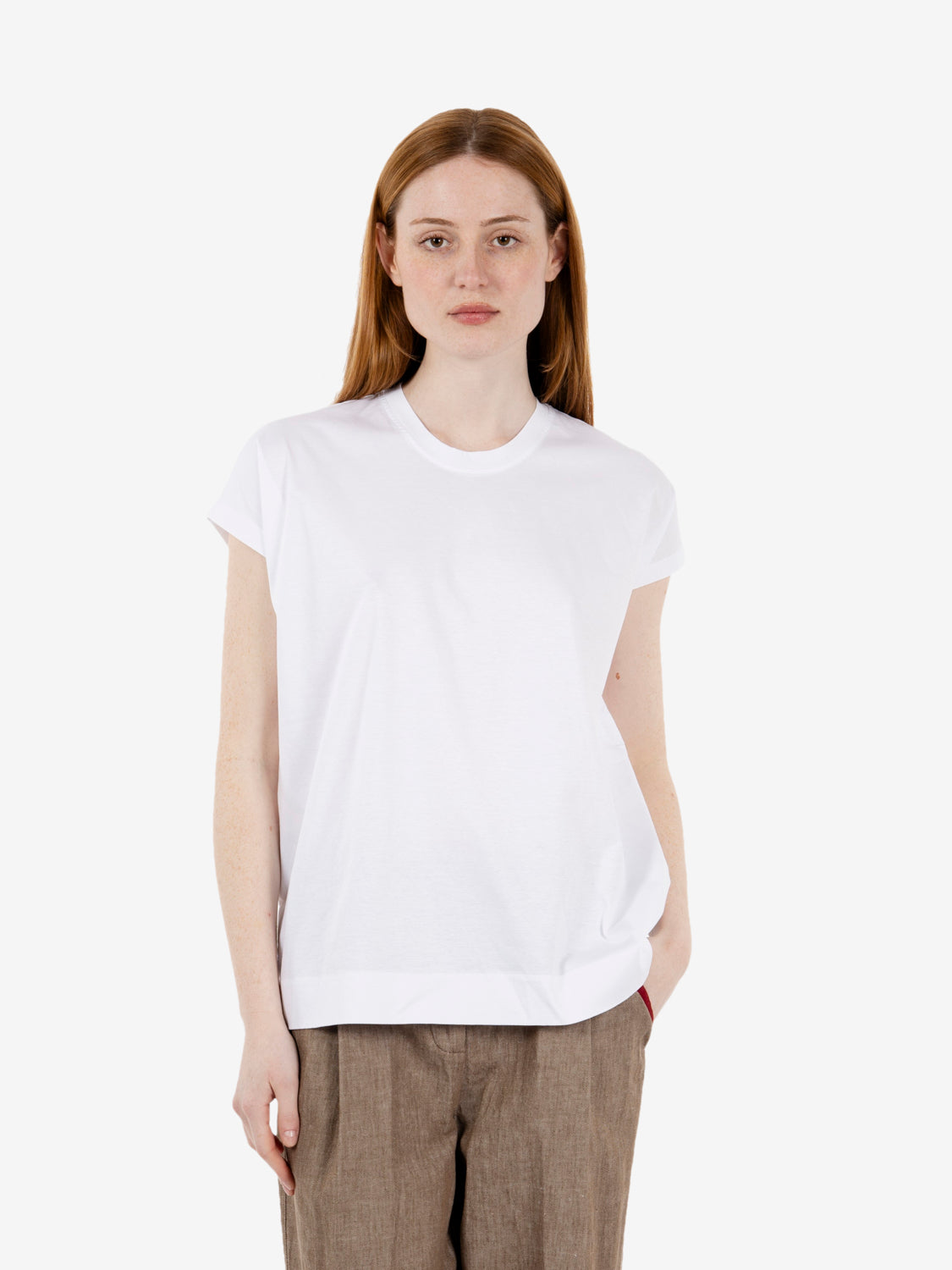 White cotton jersey T-shirt