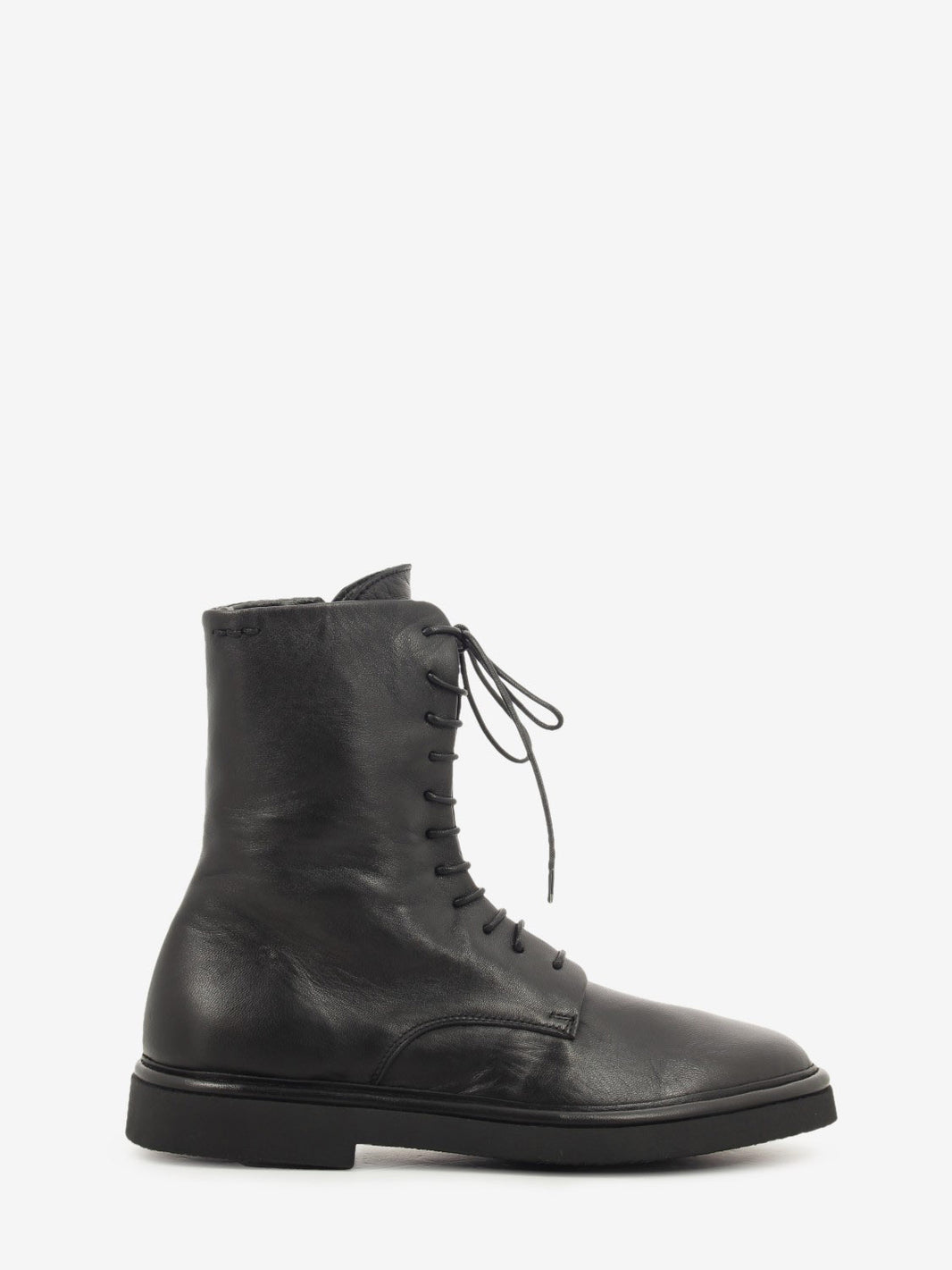 Black nappa leather lace-up boots with zip