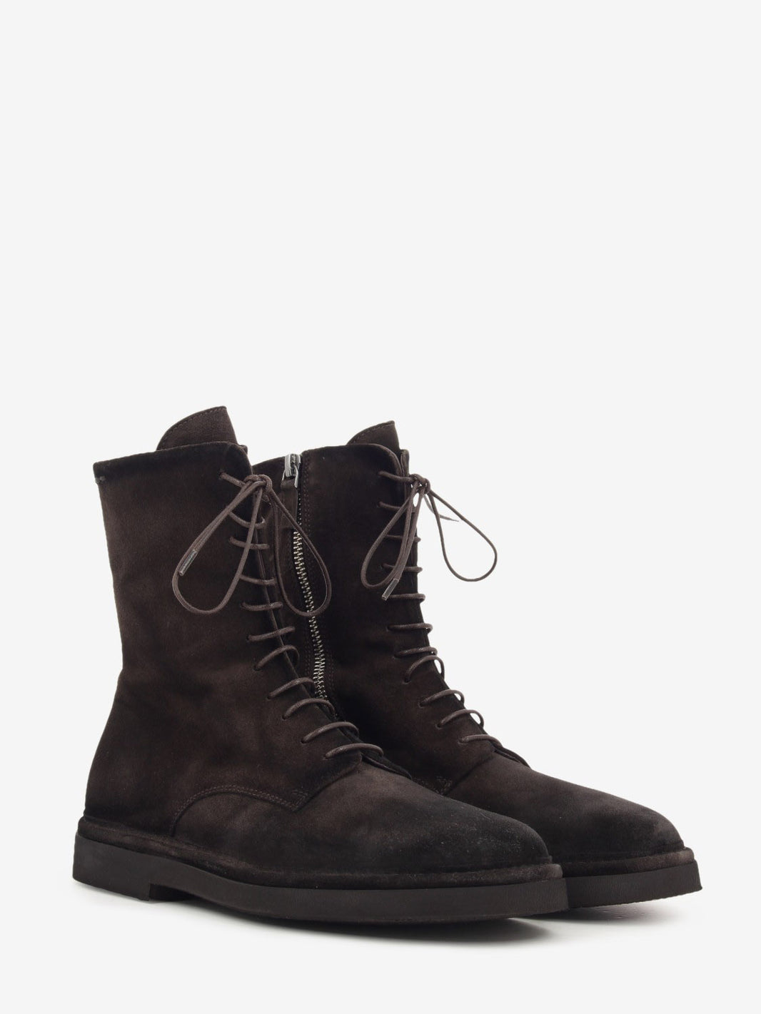 Moka suede combat boots