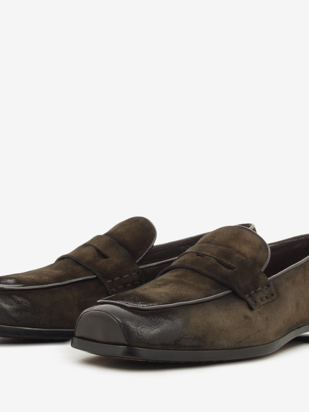 Mocassini in nappa telato marrone