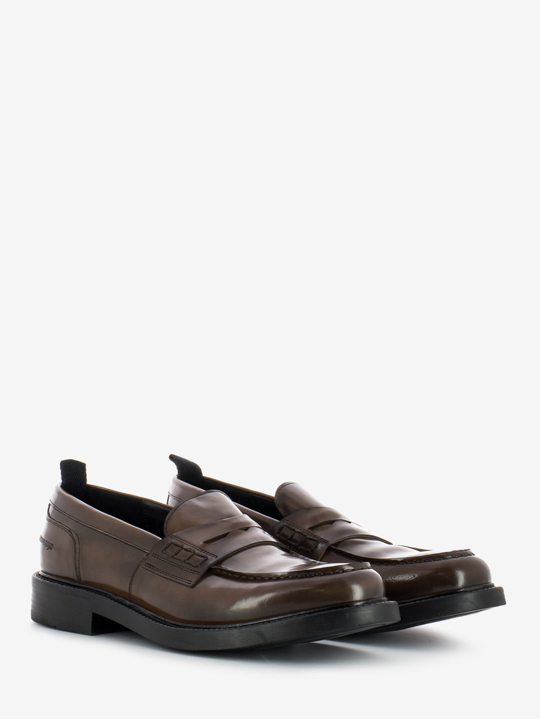 Mocassini Loafer lavato su pietra in cuoio marrone