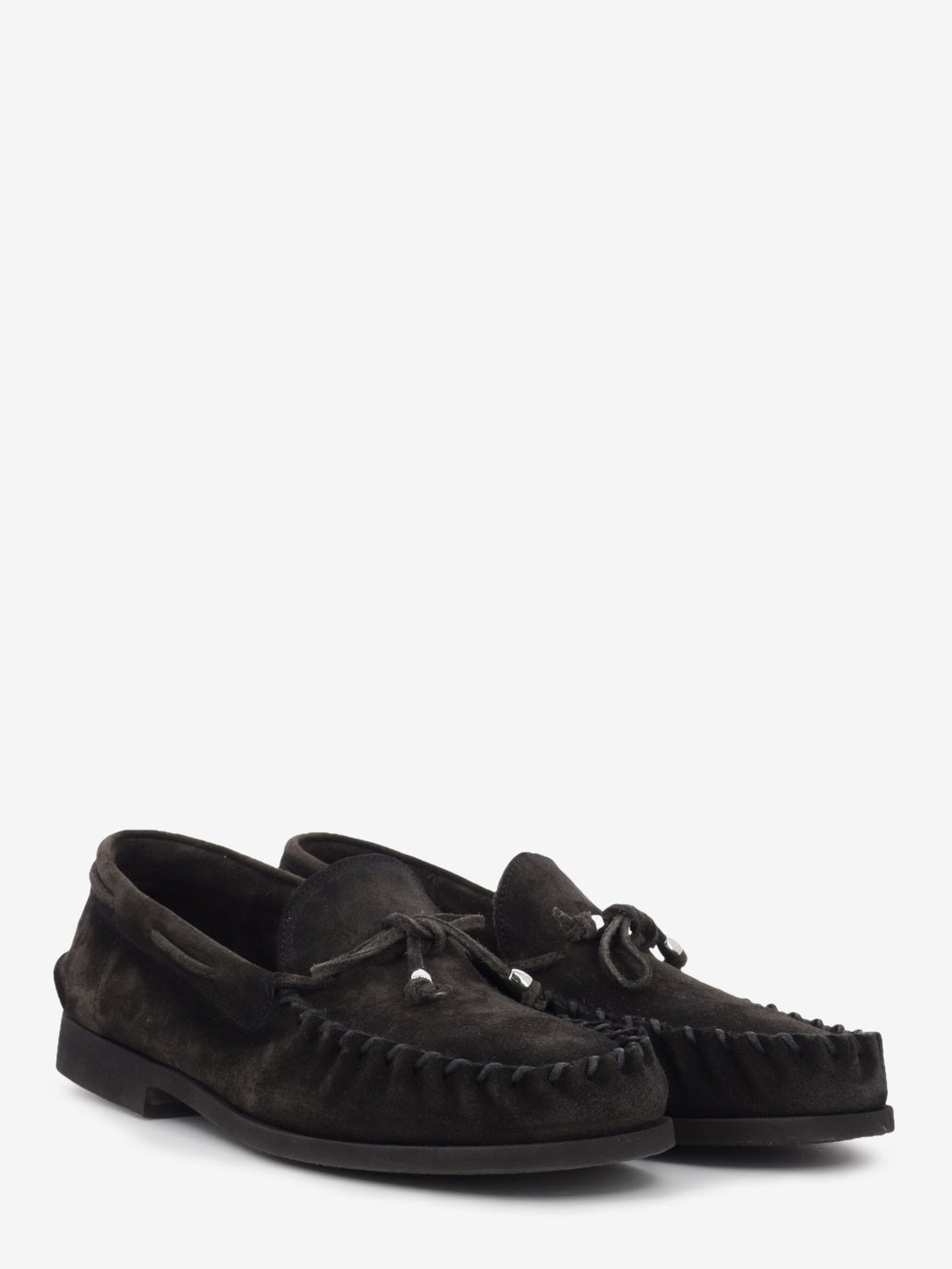 Brown suede boat loafer