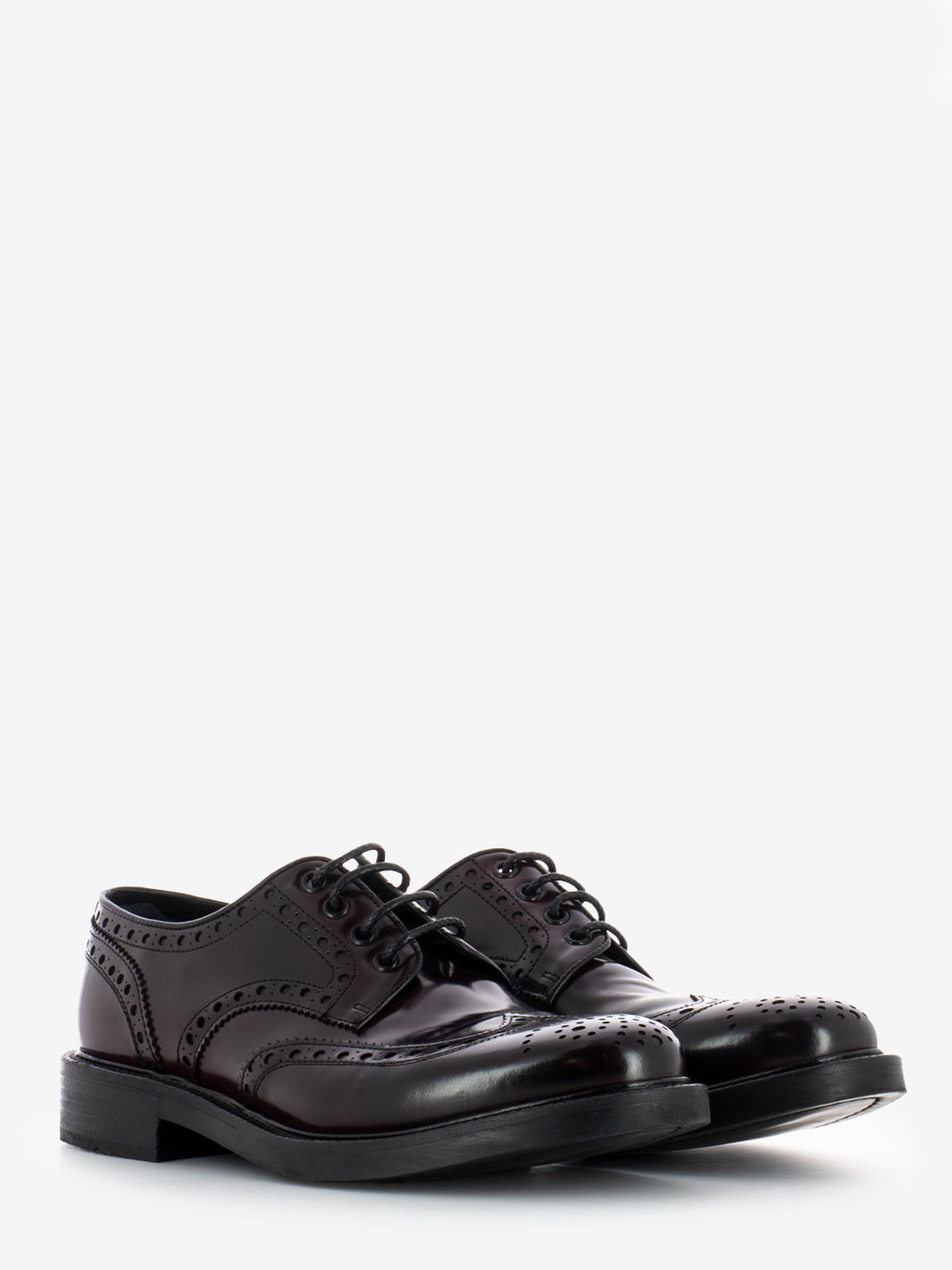Scarpa stringata con brogues amaranto