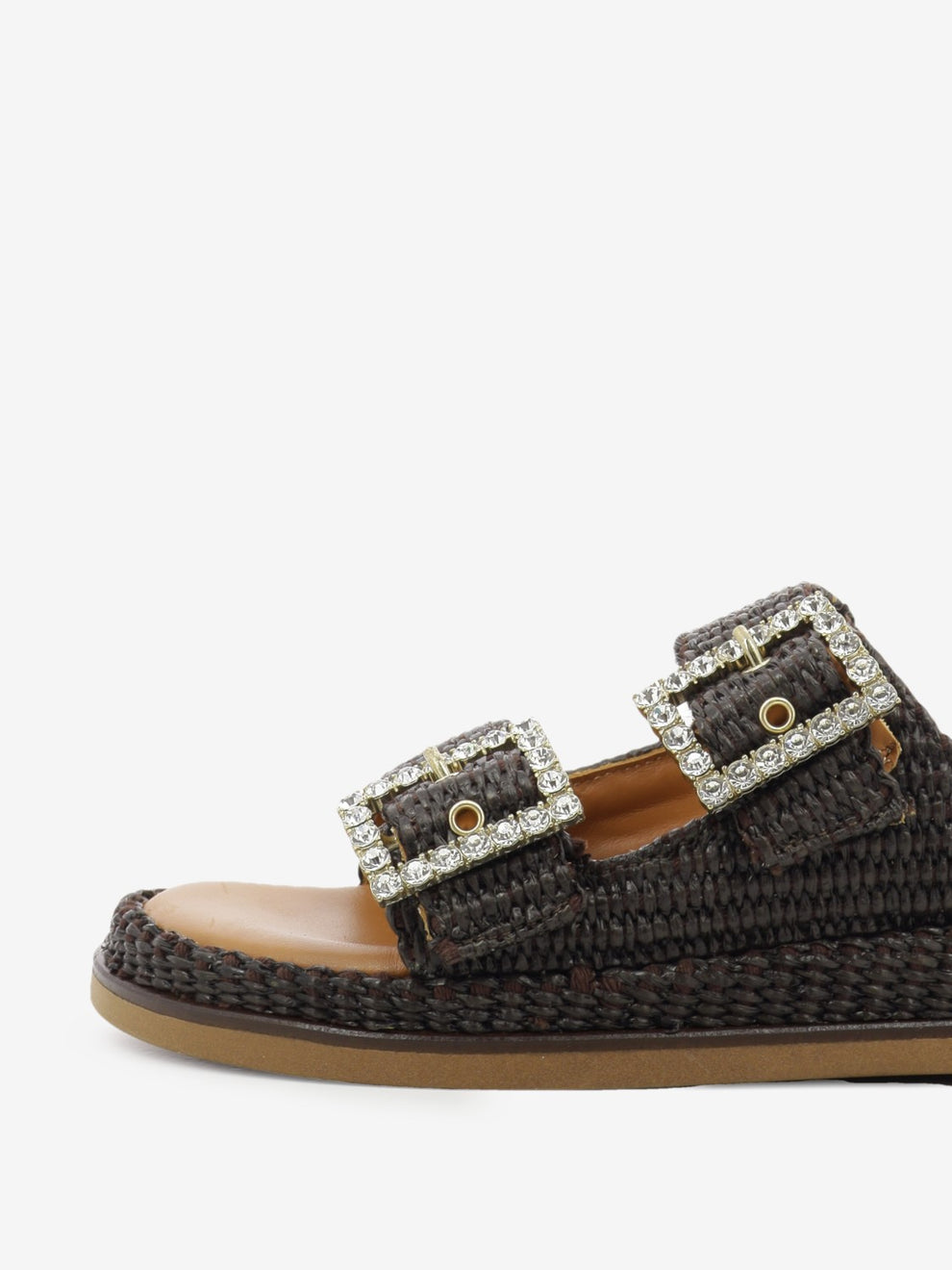 Greta slipper with brown rhinestones