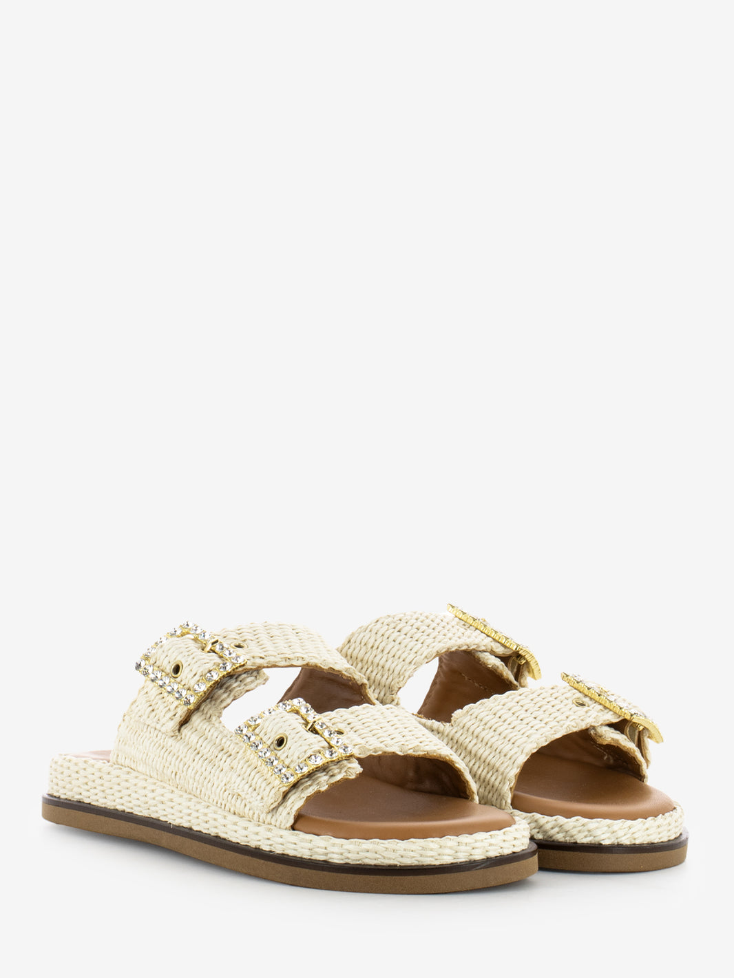 Ciabatta Greta in raffia pearl