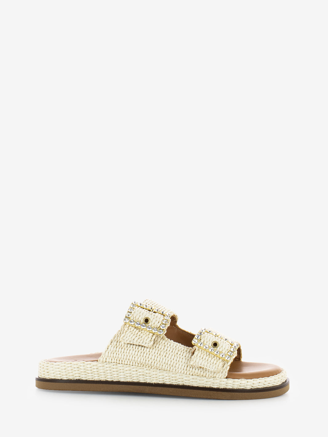 Ciabatta Greta in raffia pearl