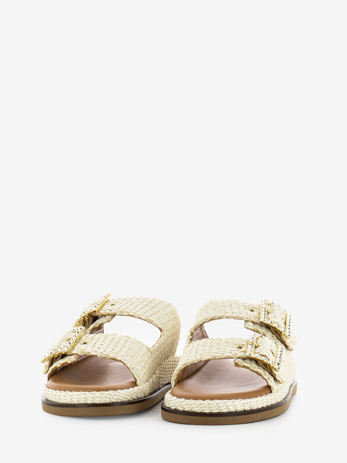 Ciabatta Greta in raffia pearl