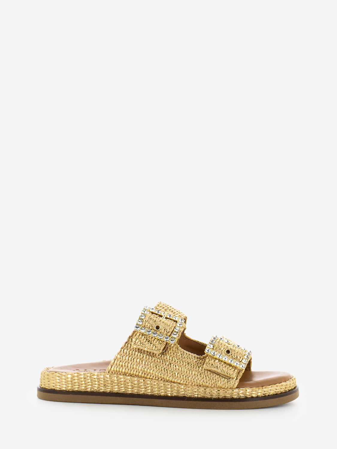 Greta beige / gold laminated slipper