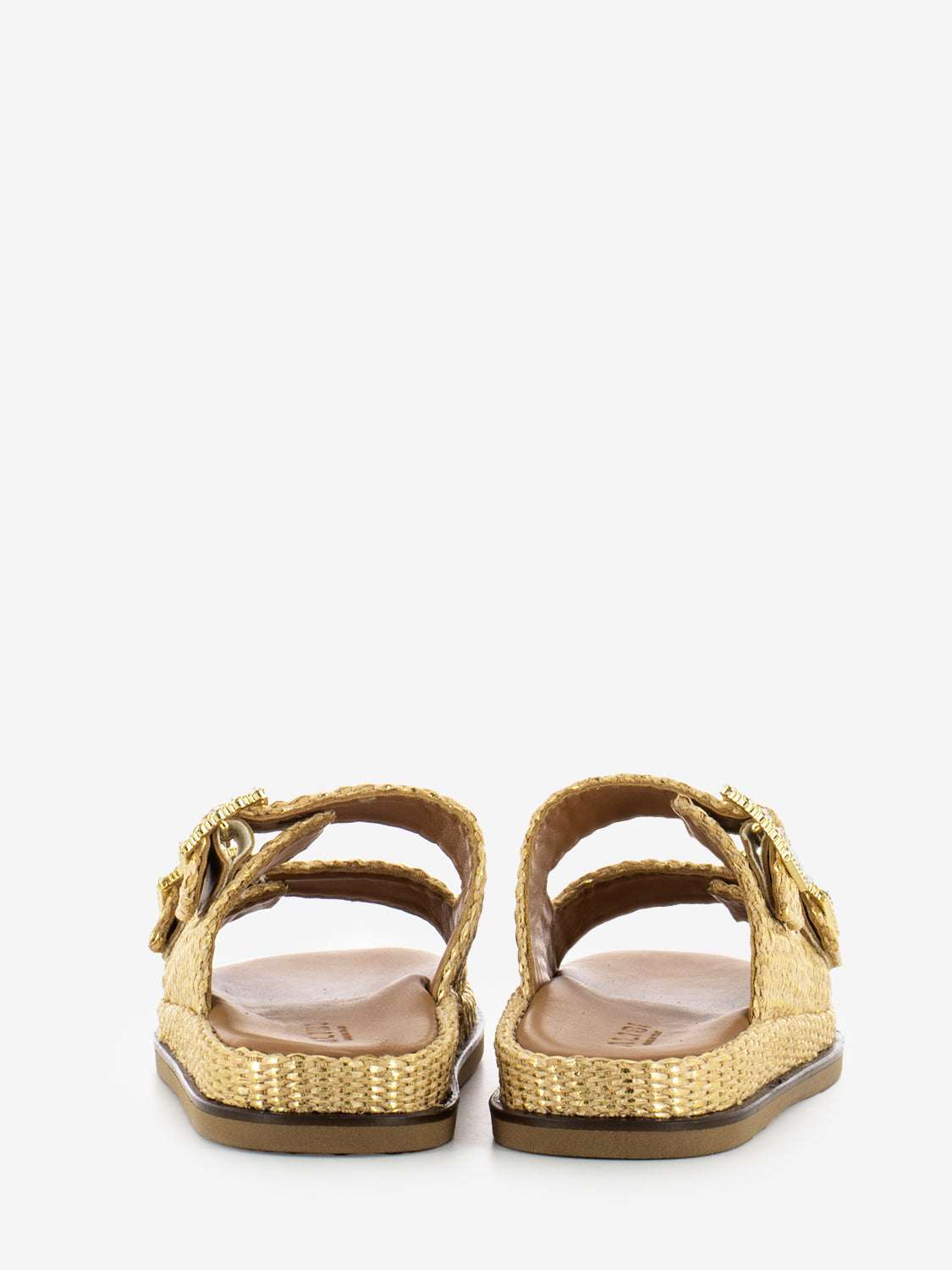 Greta beige / gold laminated slipper