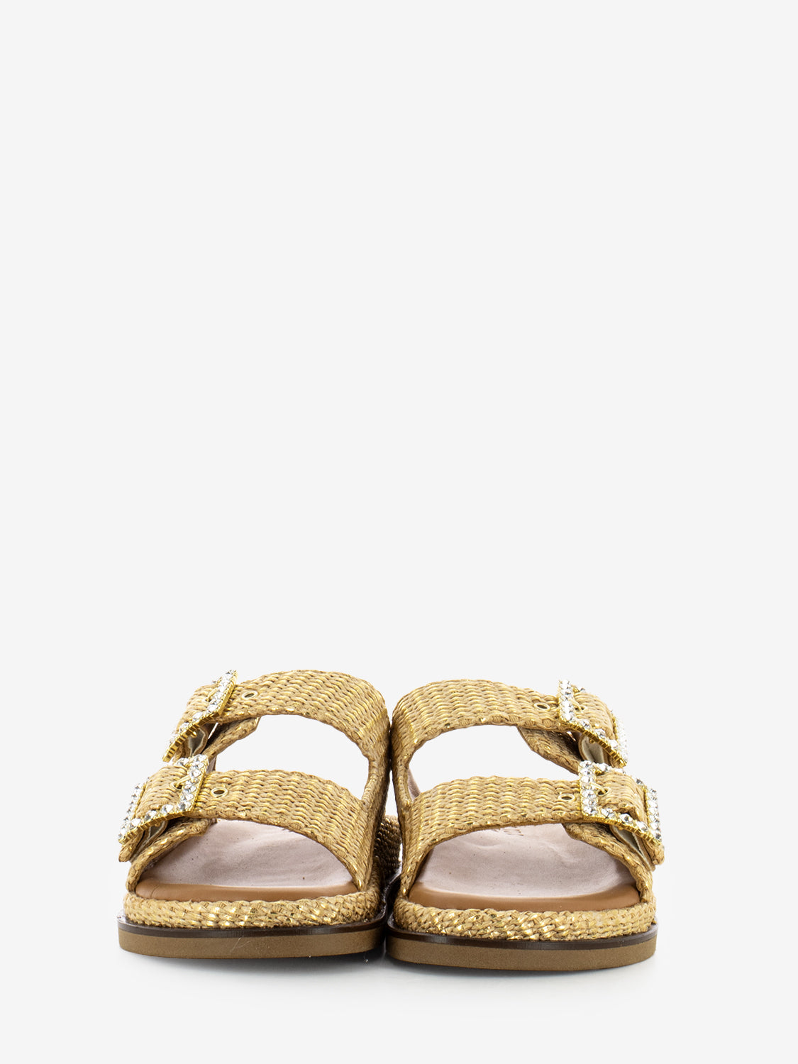 Greta beige / gold laminated slipper