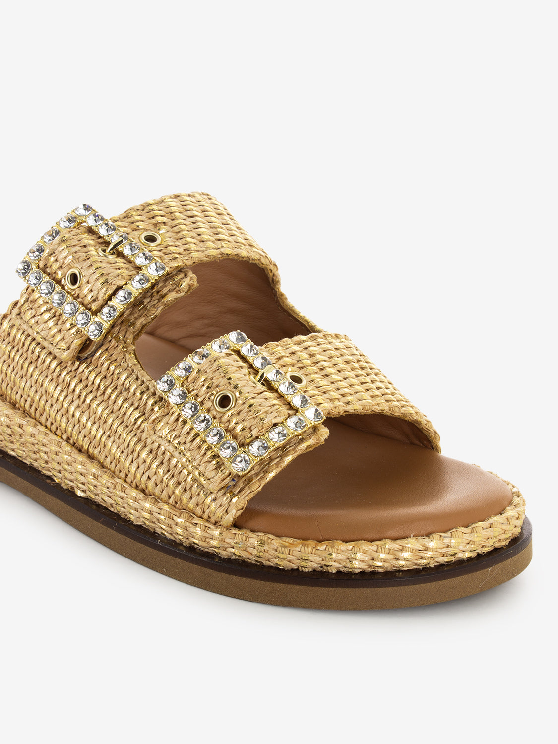 Greta beige / gold laminated slipper