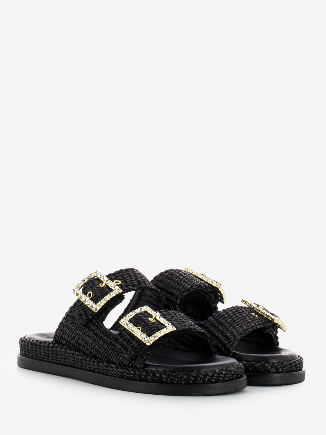 Ciabatte Greta in raffia black