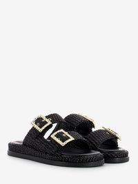 Ciabatte Greta in raffia black