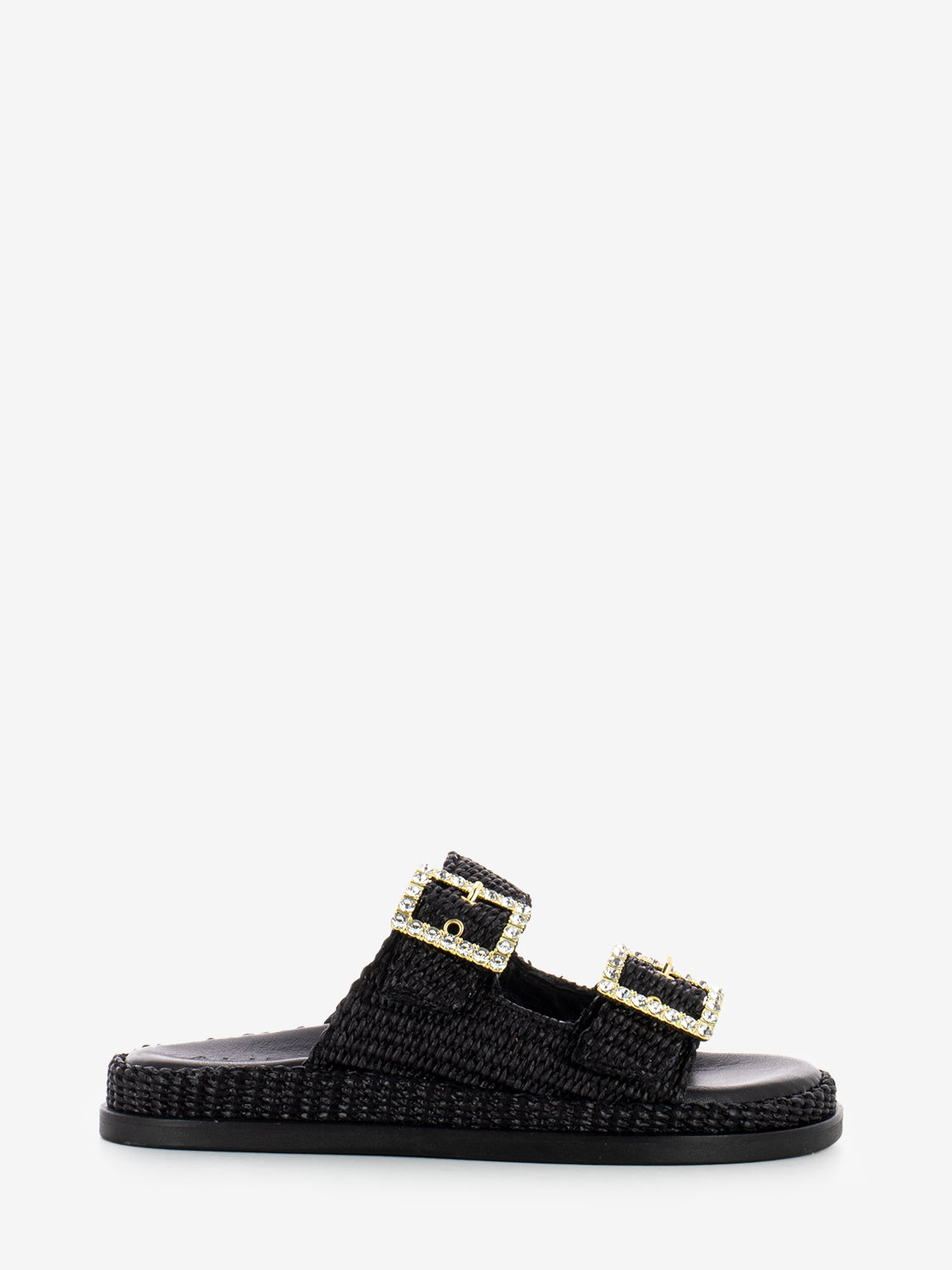 Ciabatte Greta in raffia black