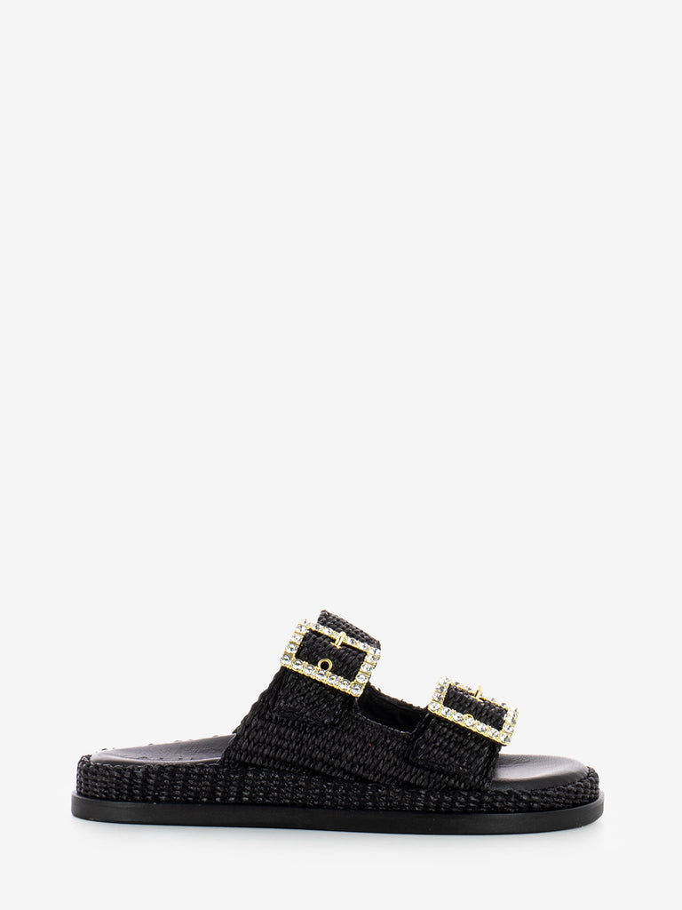ALIBI - Ciabatte Greta in raffia black