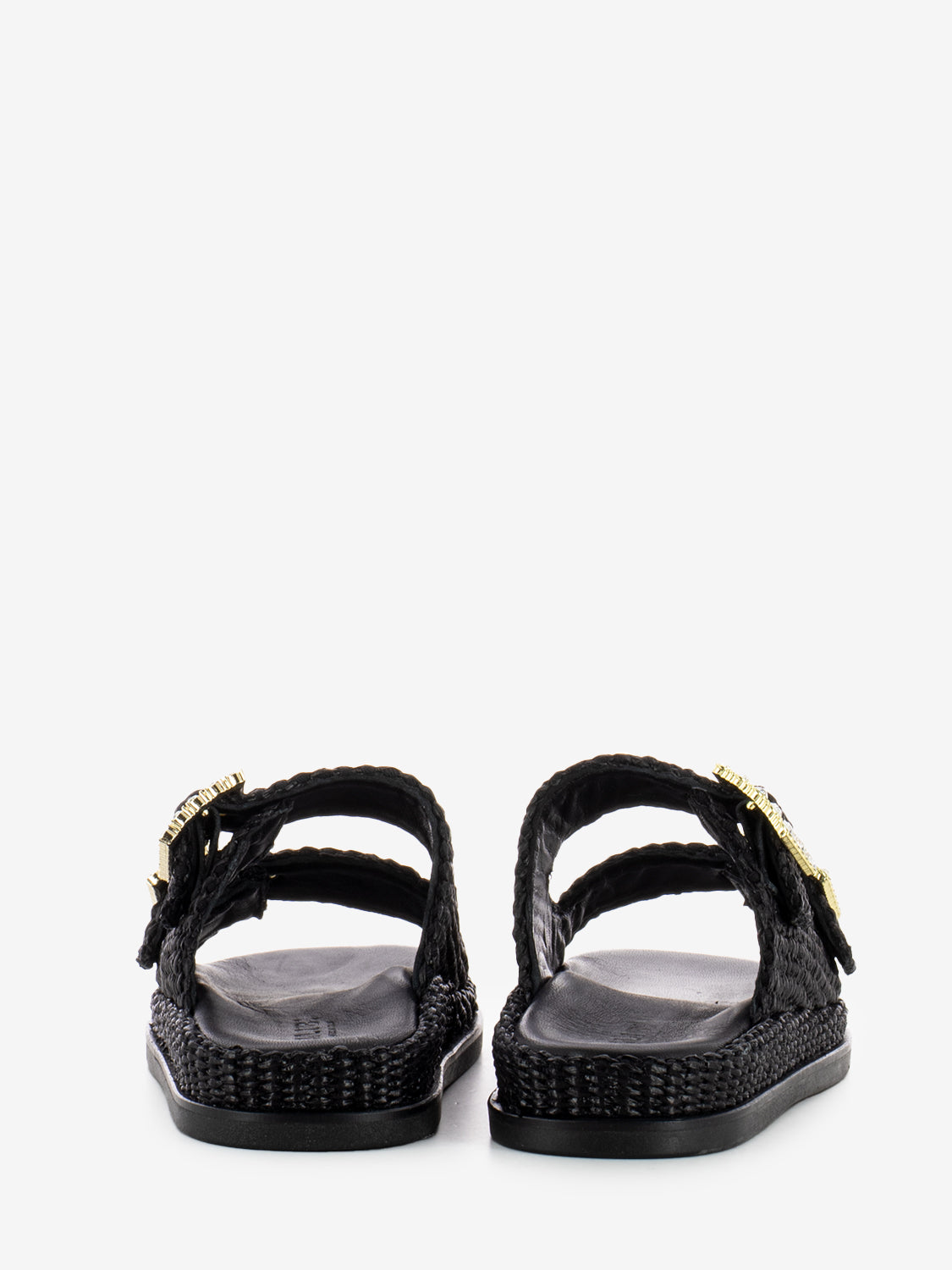 Ciabatte Greta in raffia black