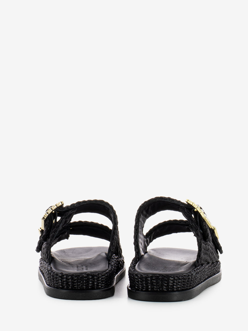 Ciabatte Greta in raffia black