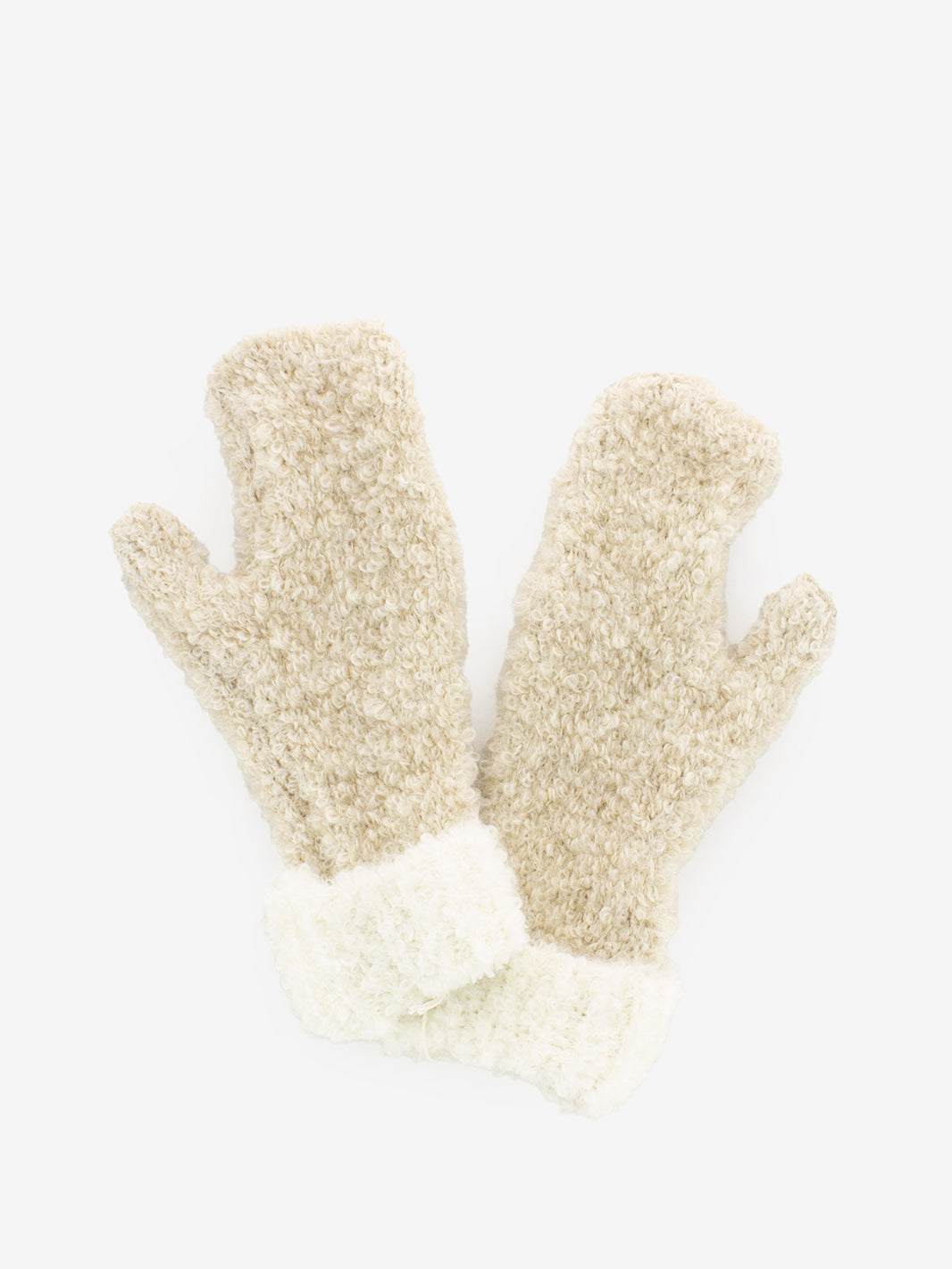 Beige boucle mittens