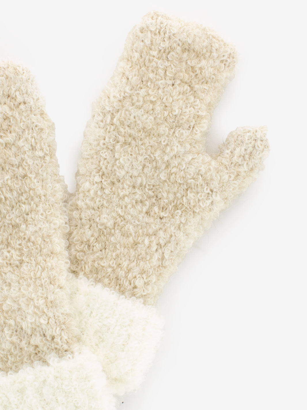 Beige boucle mittens
