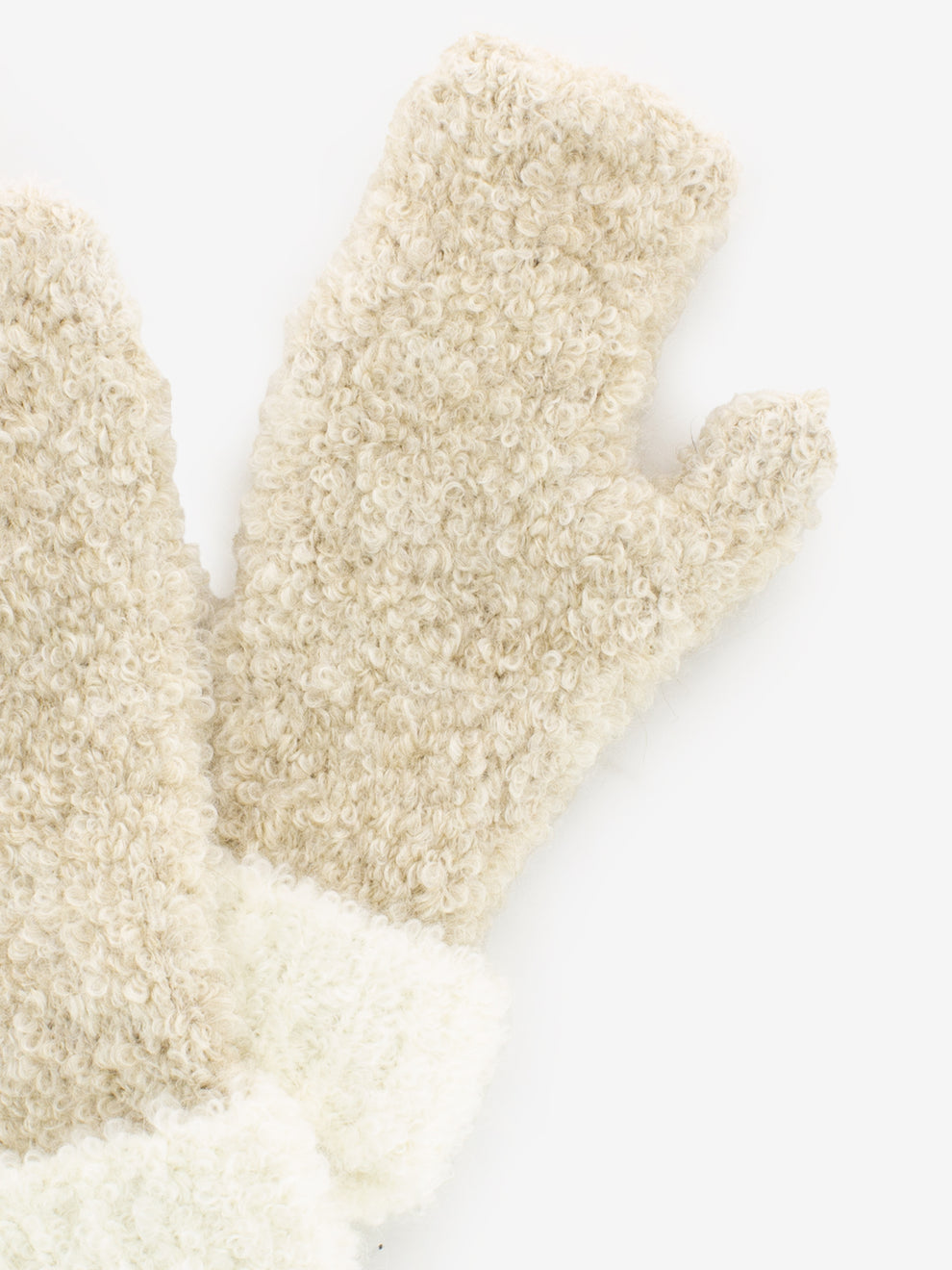 Beige boucle mittens