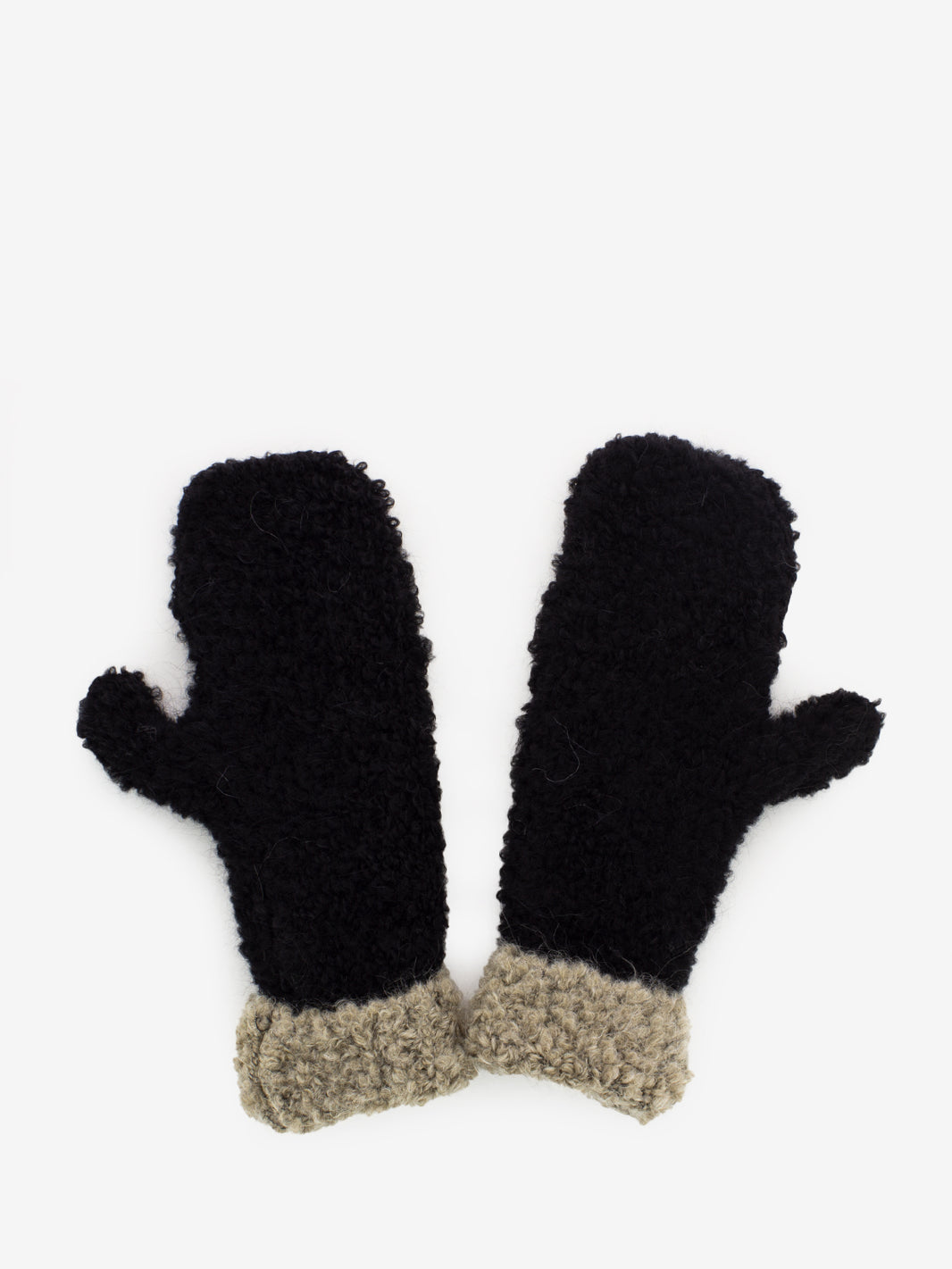 Black boucle mittens