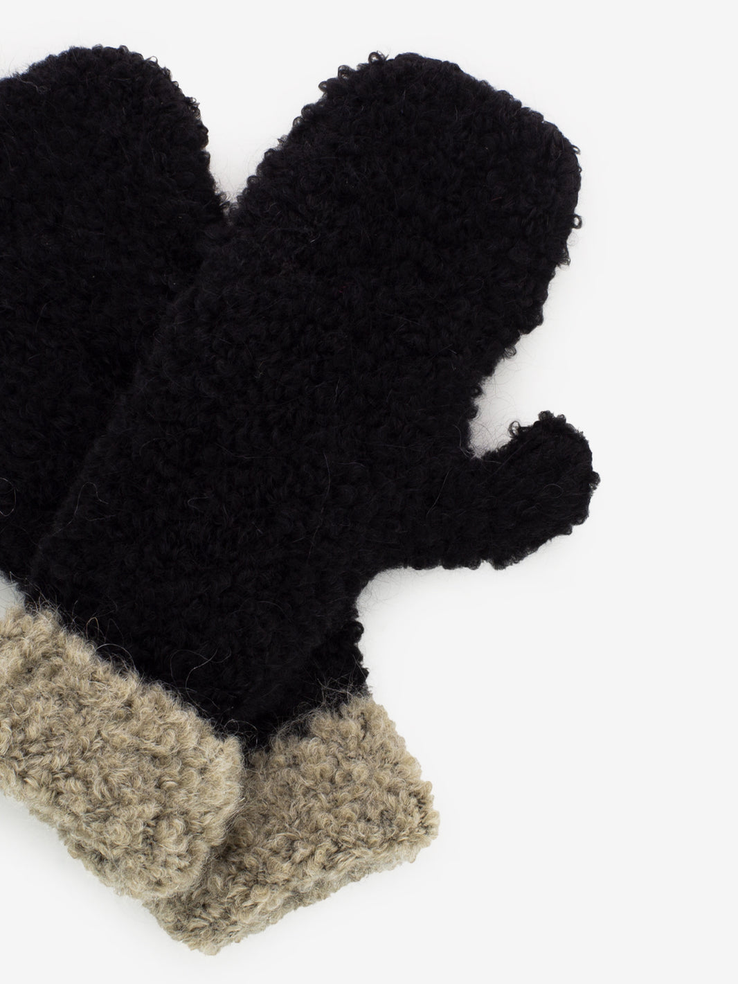Black boucle mittens