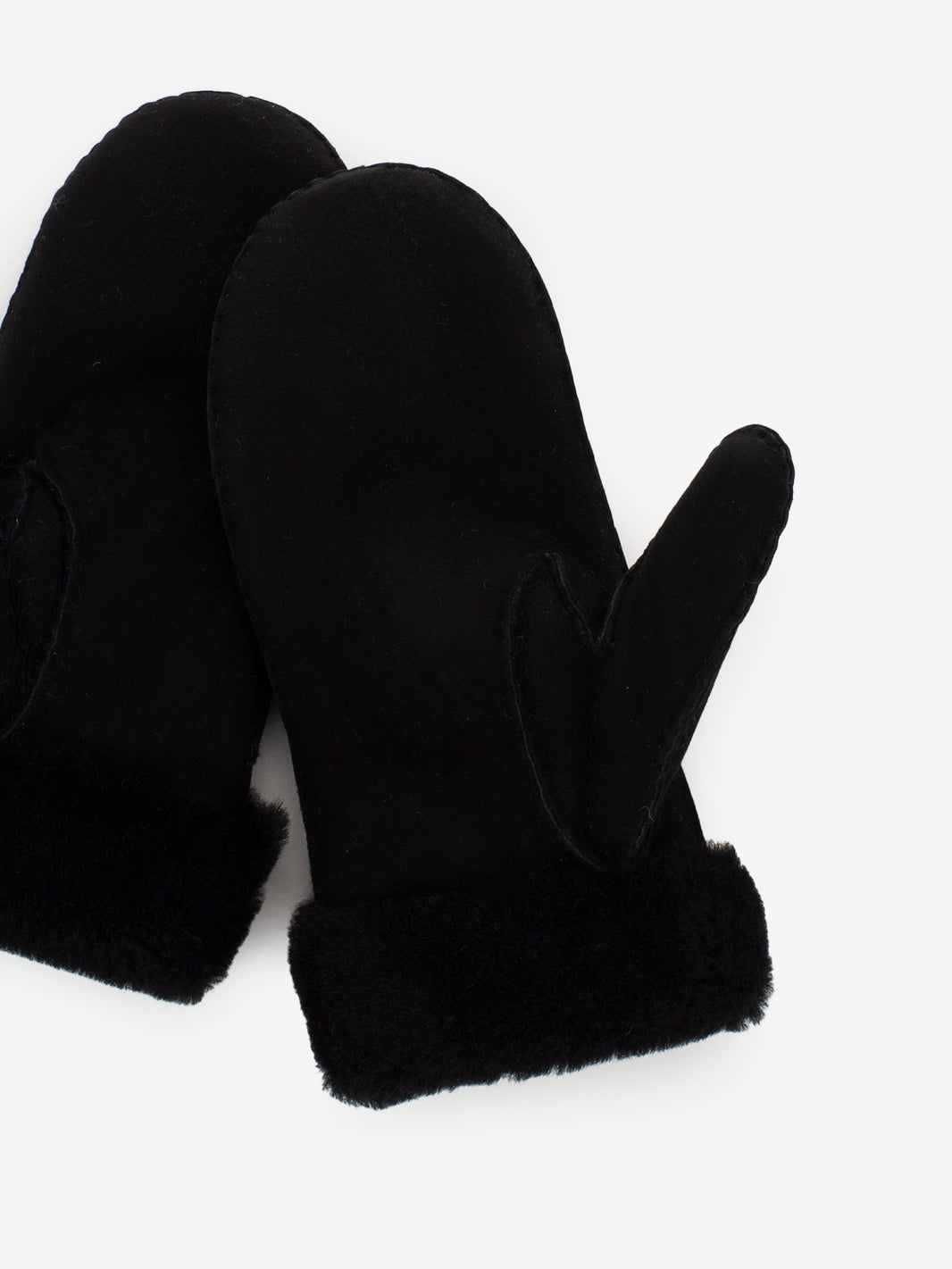 Black sheepskin mittens