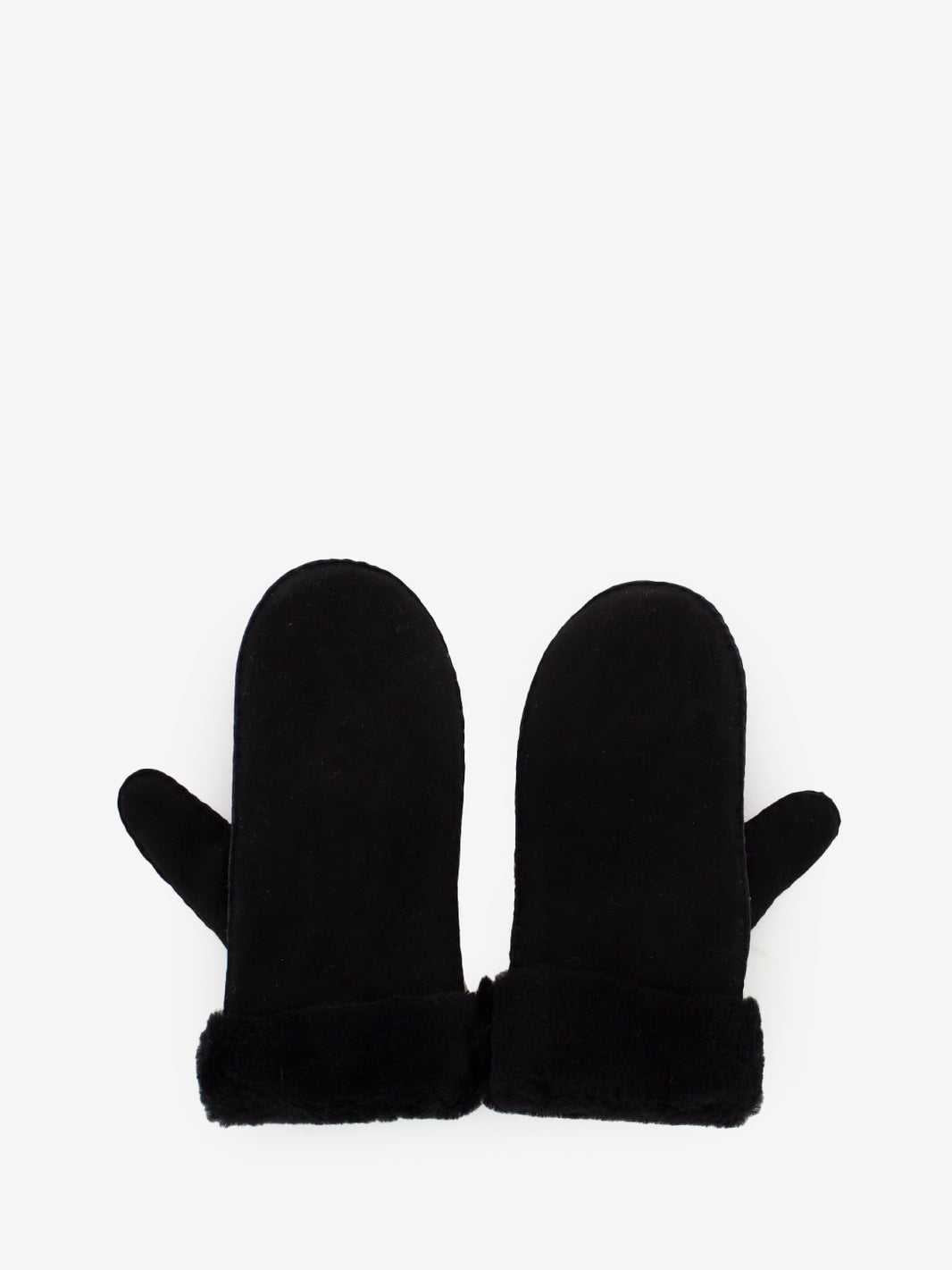 Black sheepskin mittens