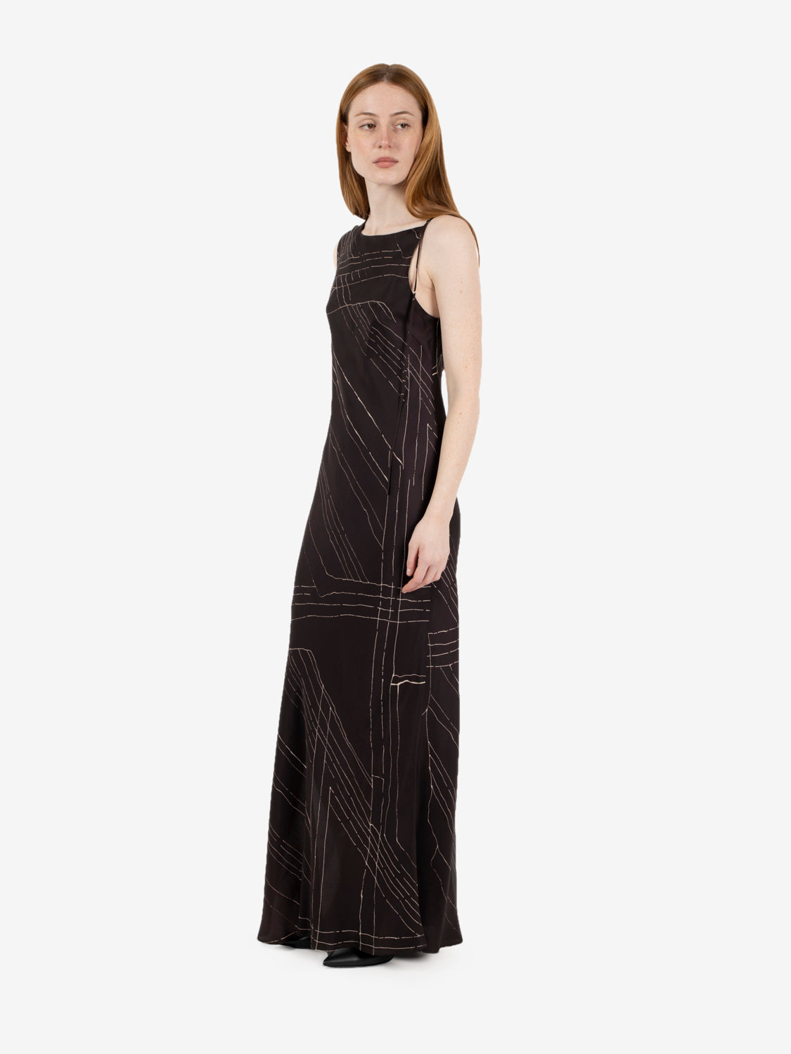 Asymmetrical chocolate silk dress