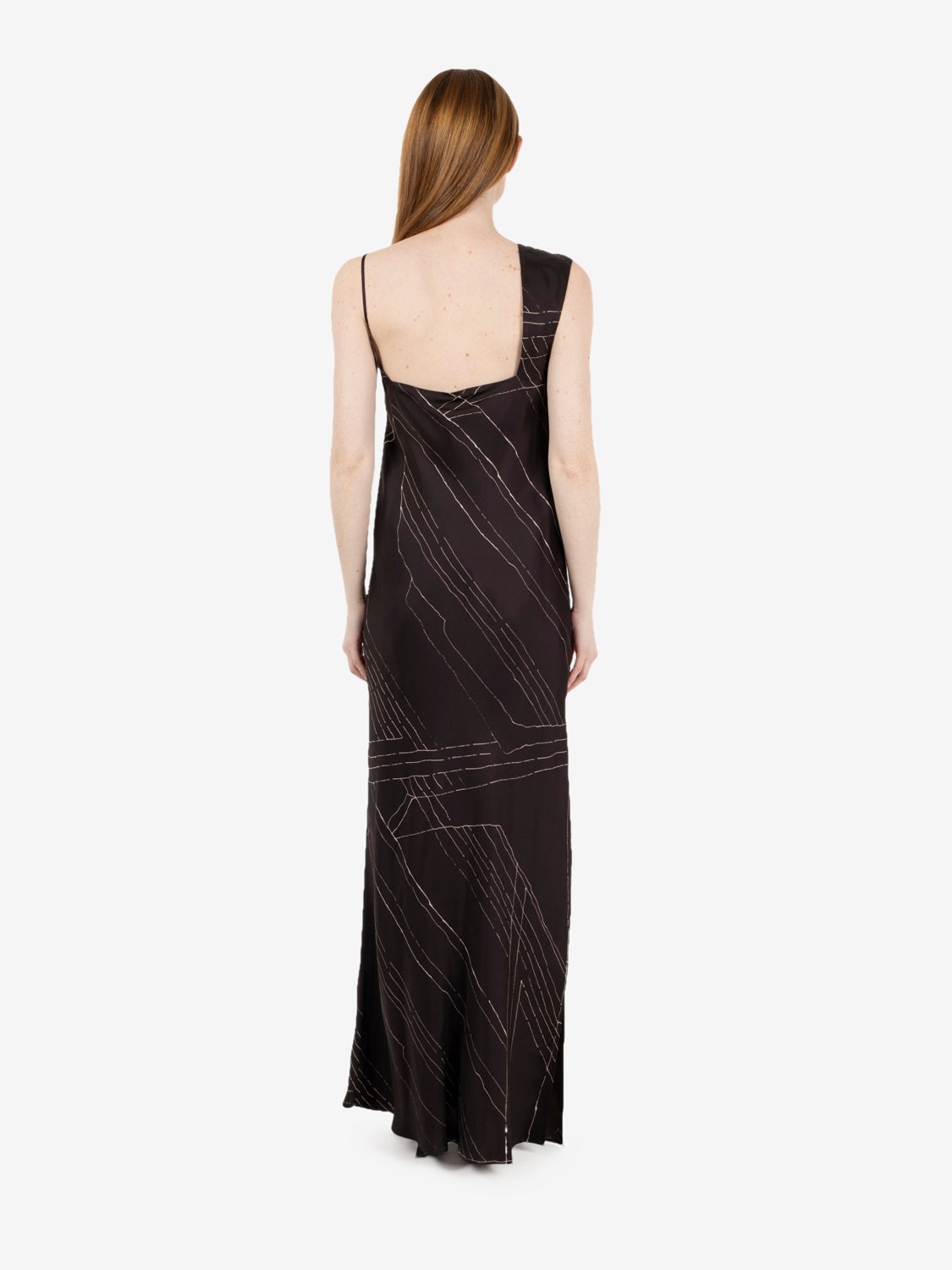 Asymmetrical chocolate silk dress