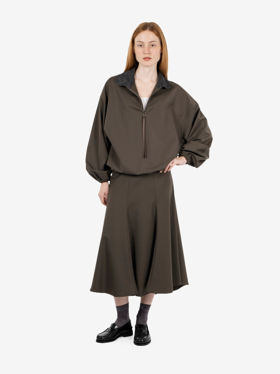 High-neck anorak forest