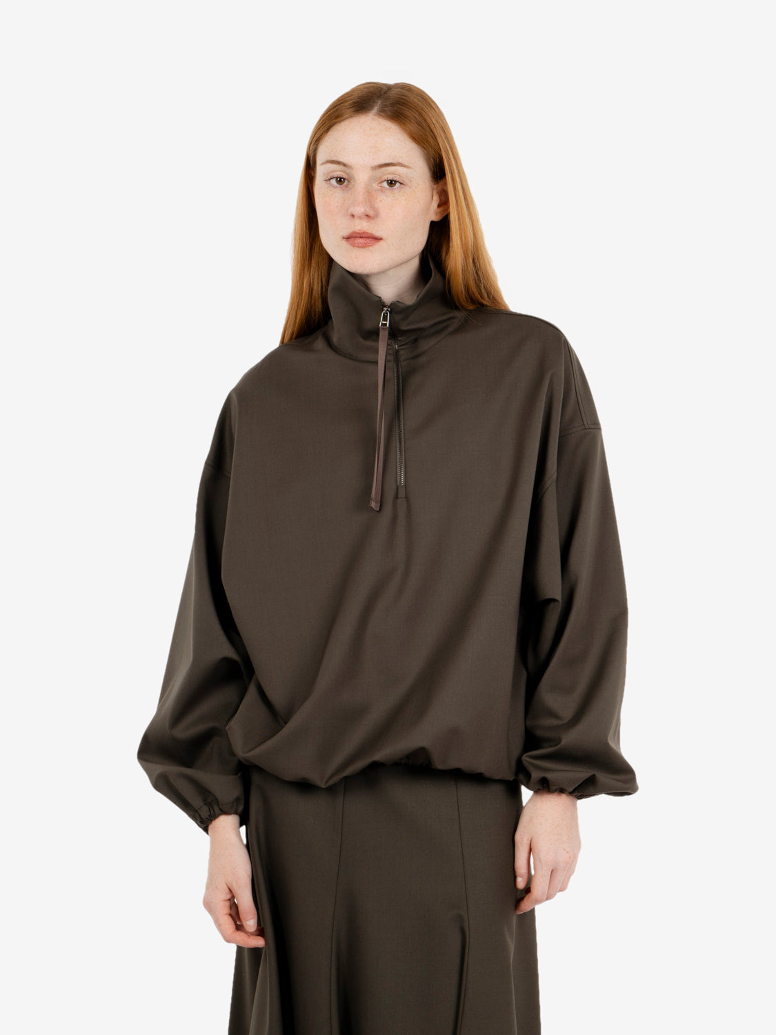 High-neck anorak forest