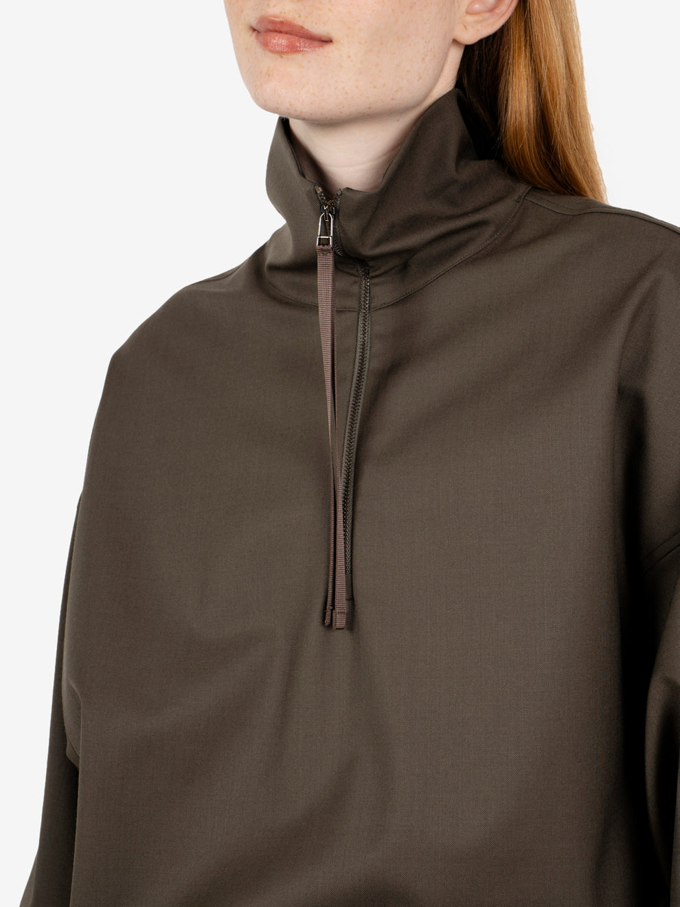 High-neck anorak forest