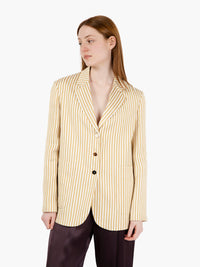 Gold satin effect striped blazer