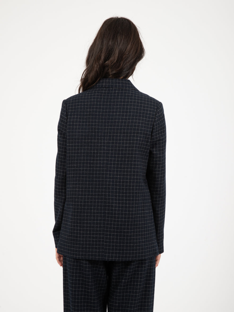 Blazer doppiopetto check in lana inchiostro