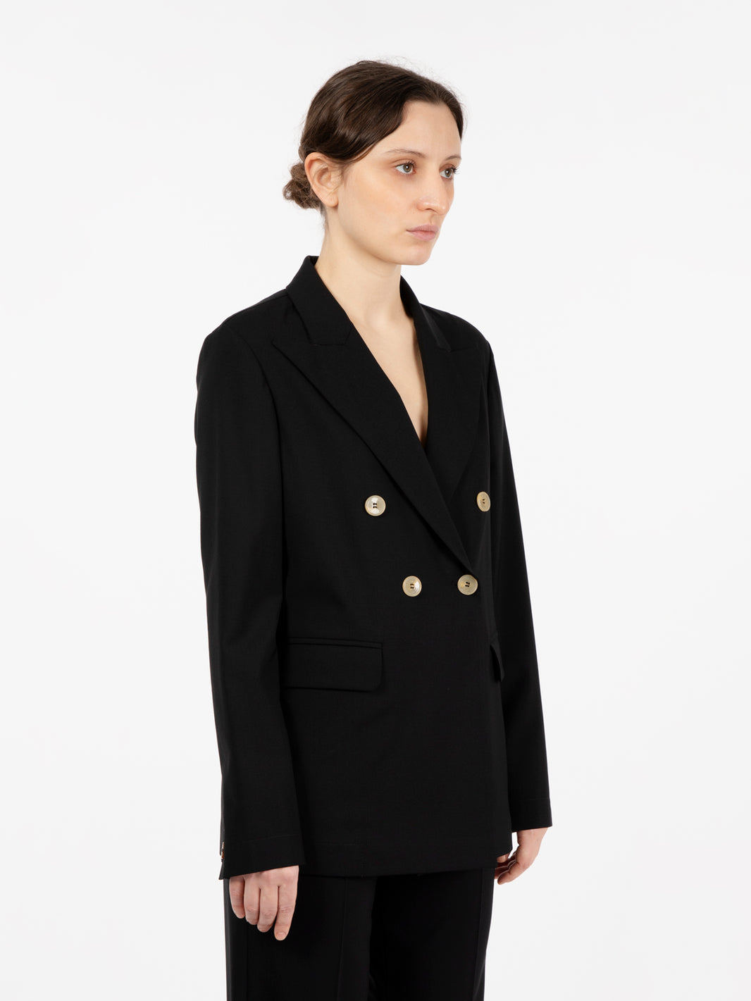 Blazer doppiopetto in tela di lana nero
