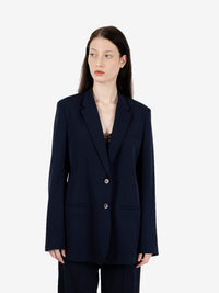 Blazer monopetto in lana notte